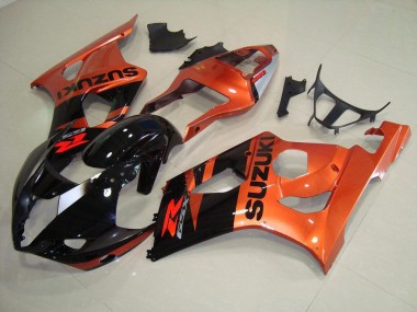 Custom 2003-2004 Orange and Black Suzuki GSXR 1000 Motorcycle Fairings