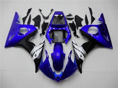 Custom 2003-2005 Blue White Black Yamaha YZF R6 Motorcycle Fairings Kit