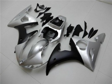 Custom 2003-2005 Silver Black Yamaha YZF R6 Motorcylce Fairings