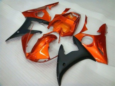 Custom 2003-2005 Orange Black Yamaha YZF R6 Motorcycle Fairings