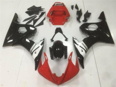 Custom 2003-2005 Red Black White Yamaha YZF R6 Motorbike Fairings