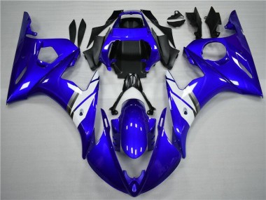 Custom 2003-2005 Blue White Yamaha YZF R6 Bike Fairings
