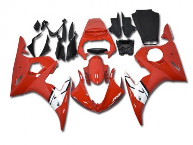 Custom 2003-2005 Red White Yamaha YZF R6 Motorbike Fairing Kits