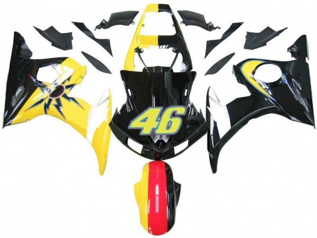 Custom 2003-2005 Black Yellow No. 46 Yamaha YZF R6 Motorcycle Fairings Custom 2003-2005 Black Yellow No. 46 Yamaha YZF R6 Motorcycle Fairings