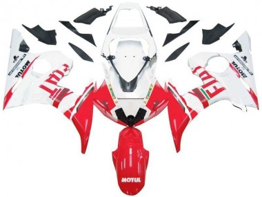 Custom 2003-2005 White Red Fiat Yamaha YZF R6 Motorbike Fairing