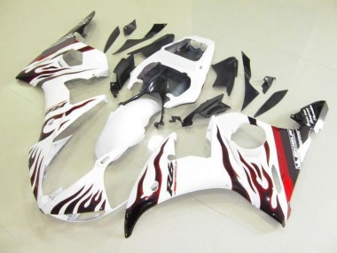 Aftermarket 2003-2005 White and Flame Yamaha YZF R6 Bike Fairing