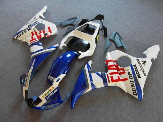 Custom 2003-2005 Blue White Fiat Yamaha YZF R6 Motor Bike Fairings Custom 2003-2005 Blue White Fiat Yamaha YZF R6 Motor Bike Fairings