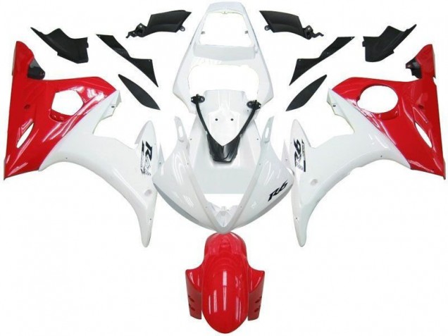 Custom 2003-2005 White Red Yamaha YZF R6 Motorbike Fairing Kits Custom 2003-2005 White Red Yamaha YZF R6 Motorbike Fairing Kits