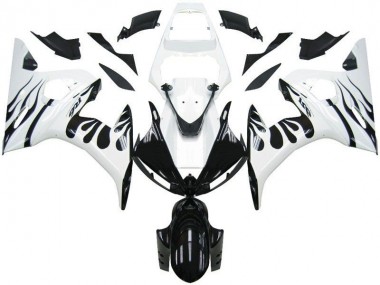 Aftermarket 2003-2005 White Flame Black Yamaha YZF R6 Motorcycle Fairings Kits