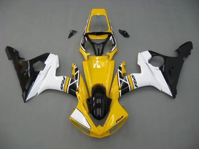 Custom 2003-2005 Yellow White Black Yamaha YZF R6 Moto Fairings Custom 2003-2005 Yellow White Black Yamaha YZF R6 Moto Fairings