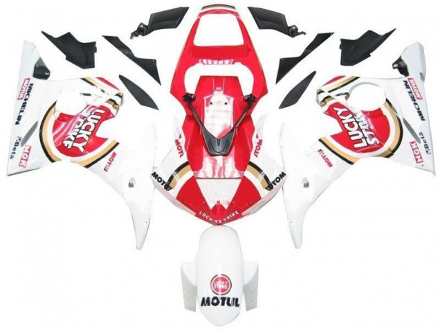 Custom 2003-2005 White Red Lucky Strike Yamaha YZF R6 Replacement Fairings Custom 2003-2005 White Red Lucky Strike Yamaha YZF R6 Replacement Fairings