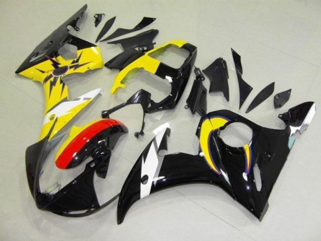 Custom 2003-2005 Moon Black Yellow Yamaha YZF R6 Motorcycle Fairings Kits Custom 2003-2005 Moon Black Yellow Yamaha YZF R6 Motorcycle Fairings Kits