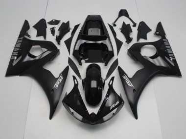 Custom 2003-2005 Black with Silver Decals Yamaha YZF R6 Motorcycle Fairing Kits