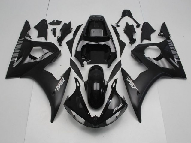 Custom 2003-2005 Black with Silver Decals Yamaha YZF R6 Motorcycle Fairing Kits Custom 2003-2005 Black with Silver Decals Yamaha YZF R6 Motorcycle Fairing Kits