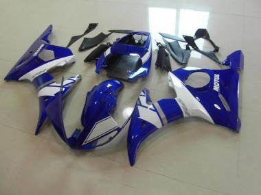 Custom 2003-2005 Blue White Yamaha YZF R6 Motorcycle Fairing Kit