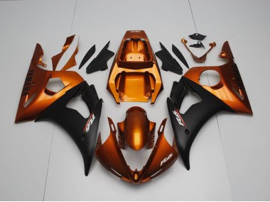 Custom 2003-2005 Brown and Matte Black Yamaha YZF R6 Bike Fairings