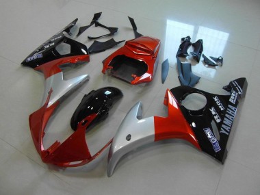 Custom 2003-2005 Orange Silver Black Yamaha YZF R6 Bike Fairings