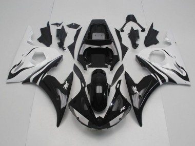 Custom 2003-2005 Black and White Yamaha YZF R6 Motor Bike Fairings