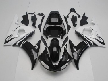 Aftermarket 2003-2005 Yamaha YZF R6 Motorcycle Fairings MF3885 - Black And White