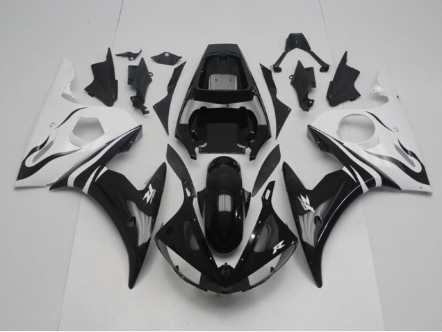 Custom 2003-2005 Black and White Yamaha YZF R6 Motor Bike Fairings Custom 2003-2005 Black and White Yamaha YZF R6 Motor Bike Fairings