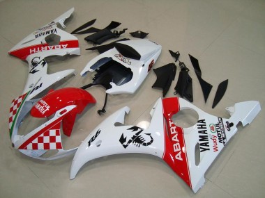 Custom 2003-2005 Red White Yamaha YZF R6 Motorcyle Fairings