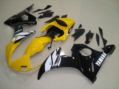 Custom 2003-2005 Yellow Black Yamaha YZF R6 Motorbike Fairings