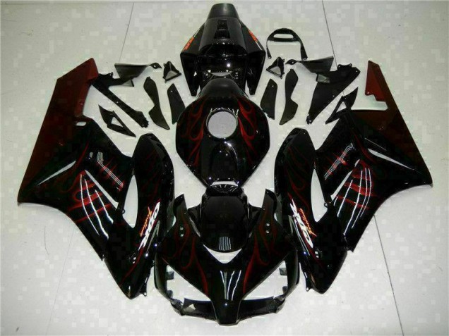 Custom 2004-2005 Red Flame Black Honda CBR1000RR Replacement Fairings Custom 2004-2005 Red Flame Black Honda CBR1000RR Replacement Fairings