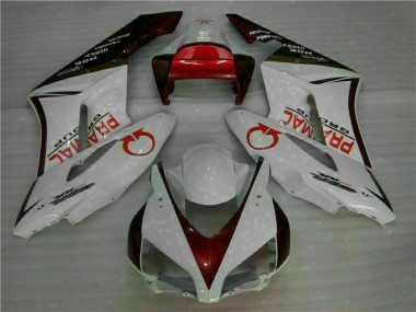 Custom 2004-2005 White Red Honda CBR1000RR Moto Fairings