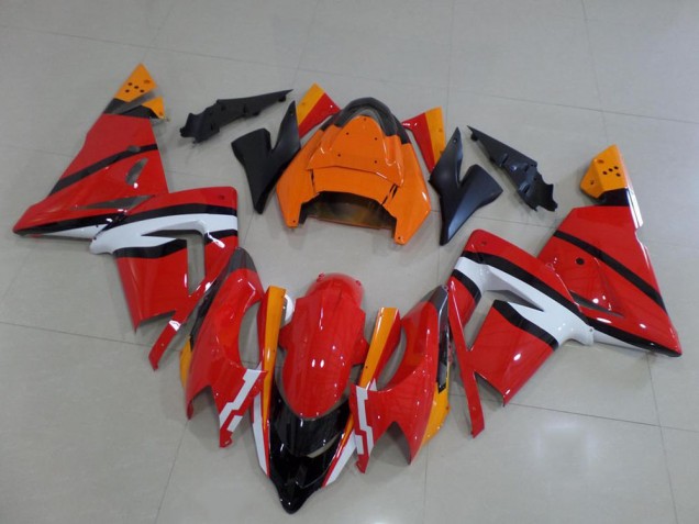 Custom 2003-2005 Orange Black and White Kawasaki ZX10R Bike Fairings Custom 2003-2005 Orange Black and White Kawasaki ZX10R Bike Fairings