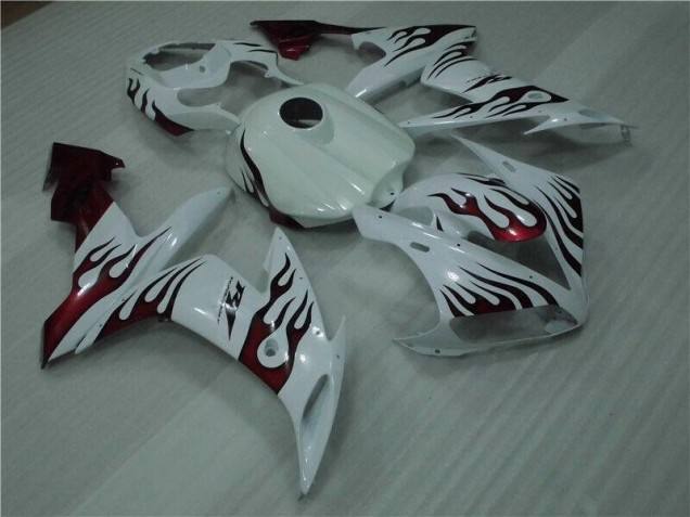 Custom 2004-2006 White Red Flame Yamaha YZF R1 Motorcyle Fairings Custom 2004-2006 White Red Flame Yamaha YZF R1 Motorcyle Fairings