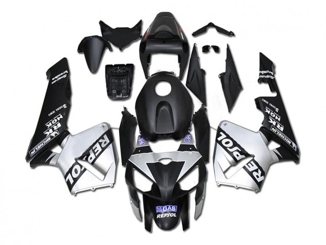 Custom 2005-2006 Silver Repsol Black Honda CBR600RR Bike Fairings Custom 2005-2006 Silver Repsol Black Honda CBR600RR Bike Fairings