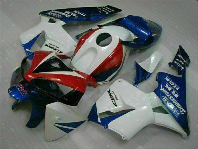 Custom 2005-2006 White Blue Honda CBR600RR Moto Fairings Custom 2005-2006 White Blue Honda CBR600RR Moto Fairings