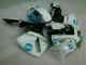 Custom 2005-2006 White Blue Honda CBR600RR Motorcyle Fairings
