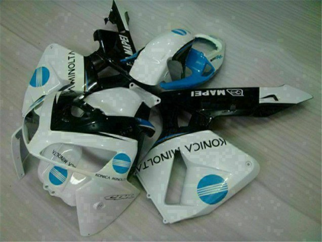 Custom 2005-2006 White Blue Honda CBR600RR Motorcyle Fairings