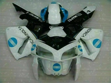 Custom 2005-2006 White Blue Honda CBR600RR Motorcyle Fairings