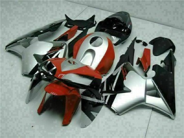 Custom 2005-2006 Black Silver Red Honda CBR600RR Motorcycle Fairings