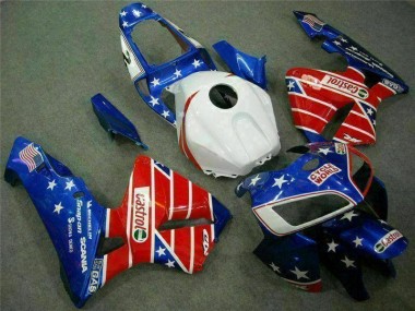 Custom 2005-2006 Blue Red Cycle World Castrol Honda CBR600RR Motorcycle Fairings Kit