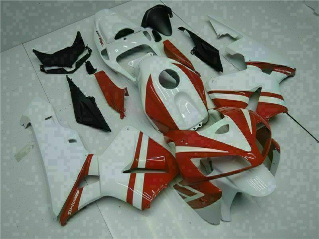 Custom 2005-2006 White Red Honda CBR600RR Motorcycle Fairings Custom 2005-2006 White Red Honda CBR600RR Motorcycle Fairings
