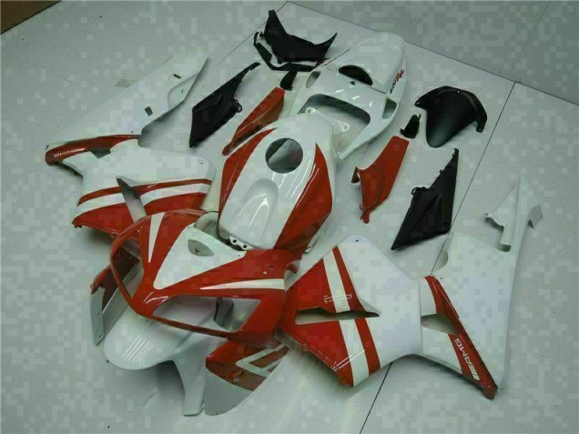 Custom 2005-2006 White Red Honda CBR600RR Motorcycle Fairings Custom 2005-2006 White Red Honda CBR600RR Motorcycle Fairings