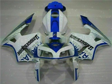 Custom 2005-2006 White Blue Honda CBR600RR Motorcycle Fairing Kits