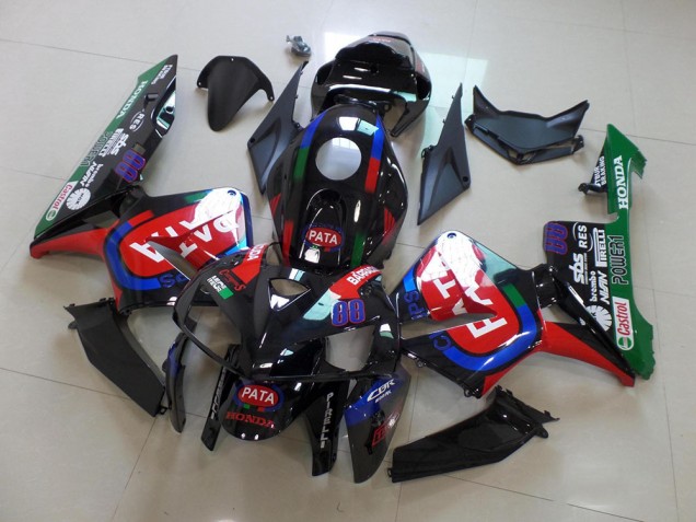 Custom 2005-2006 Black Red Pata Honda CBR600RR Motorbike Fairings