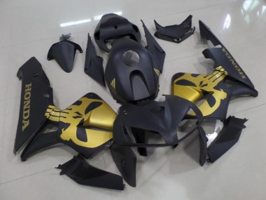 Custom 2005-2006 Matte Black with Gold Skull Honda CBR600RR Moto Fairings