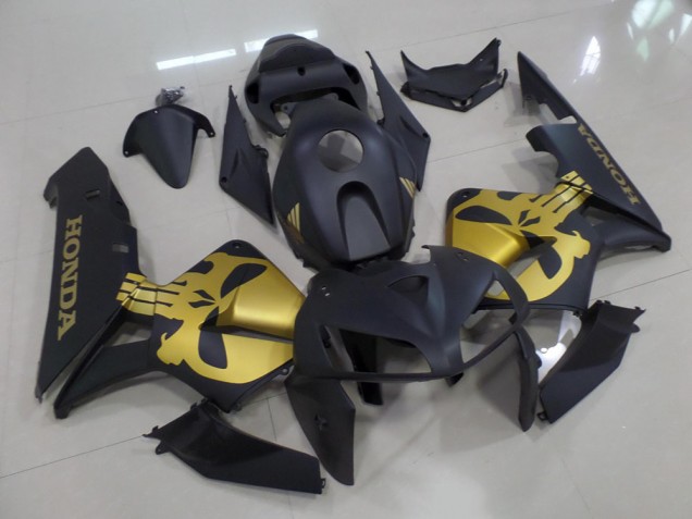 Custom 2005-2006 Matte Black with Gold Skull Honda CBR600RR Moto Fairings Custom 2005-2006 Matte Black with Gold Skull Honda CBR600RR Moto Fairings