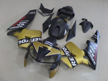 Custom 2005-2006 Black Gold Repsol Honda CBR600RR Motorcycle Fairings Kit