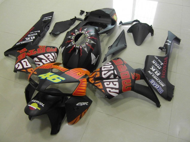 Custom 2005-2006 Rossi Matte Black Honda CBR600RR Motorcycle Fairings Kits Custom 2005-2006 Rossi Matte Black Honda CBR600RR Motorcycle Fairings Kits