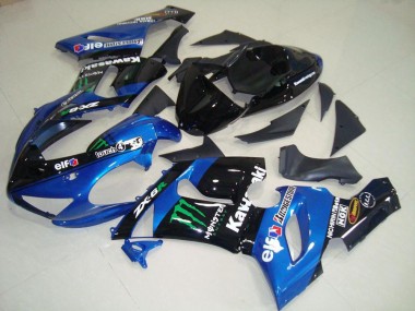 Custom 2005-2006 Blue Monster Kawasaki ZX6R Moto Fairings