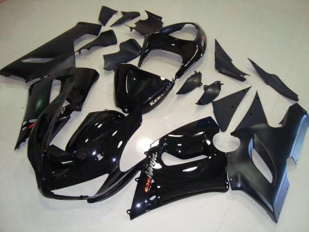Custom 2005-2006 Black Kawasaki ZX6R Motorcyle Fairings Custom 2005-2006 Black Kawasaki ZX6R Motorcyle Fairings