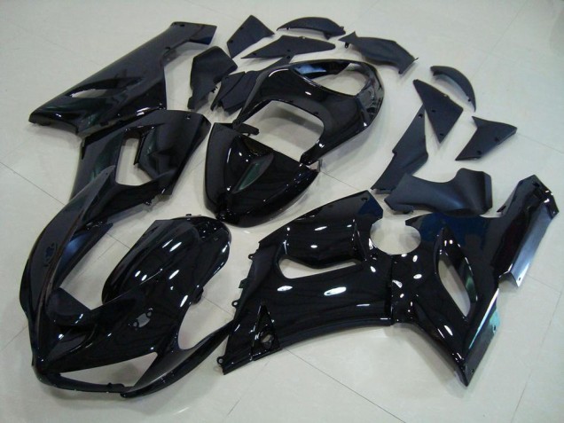 Custom 2005-2006 Glossy Black Kawasaki ZX6R Motorcycle Fairings Custom 2005-2006 Glossy Black Kawasaki ZX6R Motorcycle Fairings