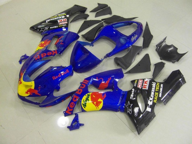 Custom 2005-2006 Blue Red Bull Kawasaki ZX6R Motorbike Fairings Custom 2005-2006 Blue Red Bull Kawasaki ZX6R Motorbike Fairings