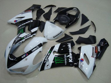Aftermarket 2005-2006 White Monster Kawasaki ZX6R Motor Bike Fairings